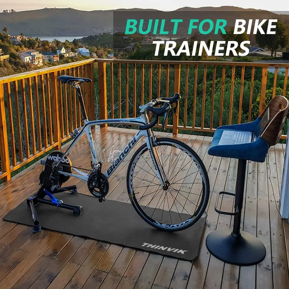 Thinvik Bike Mat for Peloton Spinning Bike & Wahoo Kickr 30×60in /30×72in Bicycle Trainer Mat for Cycleops Rowe Indoor Cycling Exercise Stationary Bike mat with Stone Texture 4mm/6mm Thickness