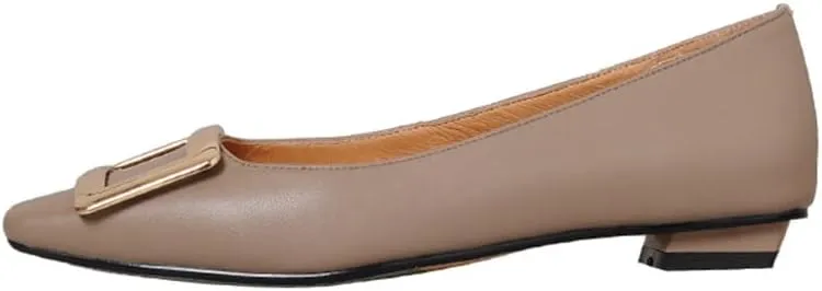 TinaCus Women's Square Toe Patent Leather Handmade Buckle Comfort Slip On Flat Shoes