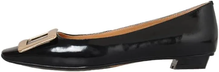 TinaCus Women's Square Toe Patent Leather Handmade Buckle Comfort Slip On Flat Shoes