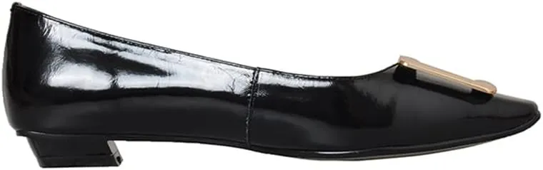 TinaCus Women's Square Toe Patent Leather Handmade Buckle Comfort Slip On Flat Shoes