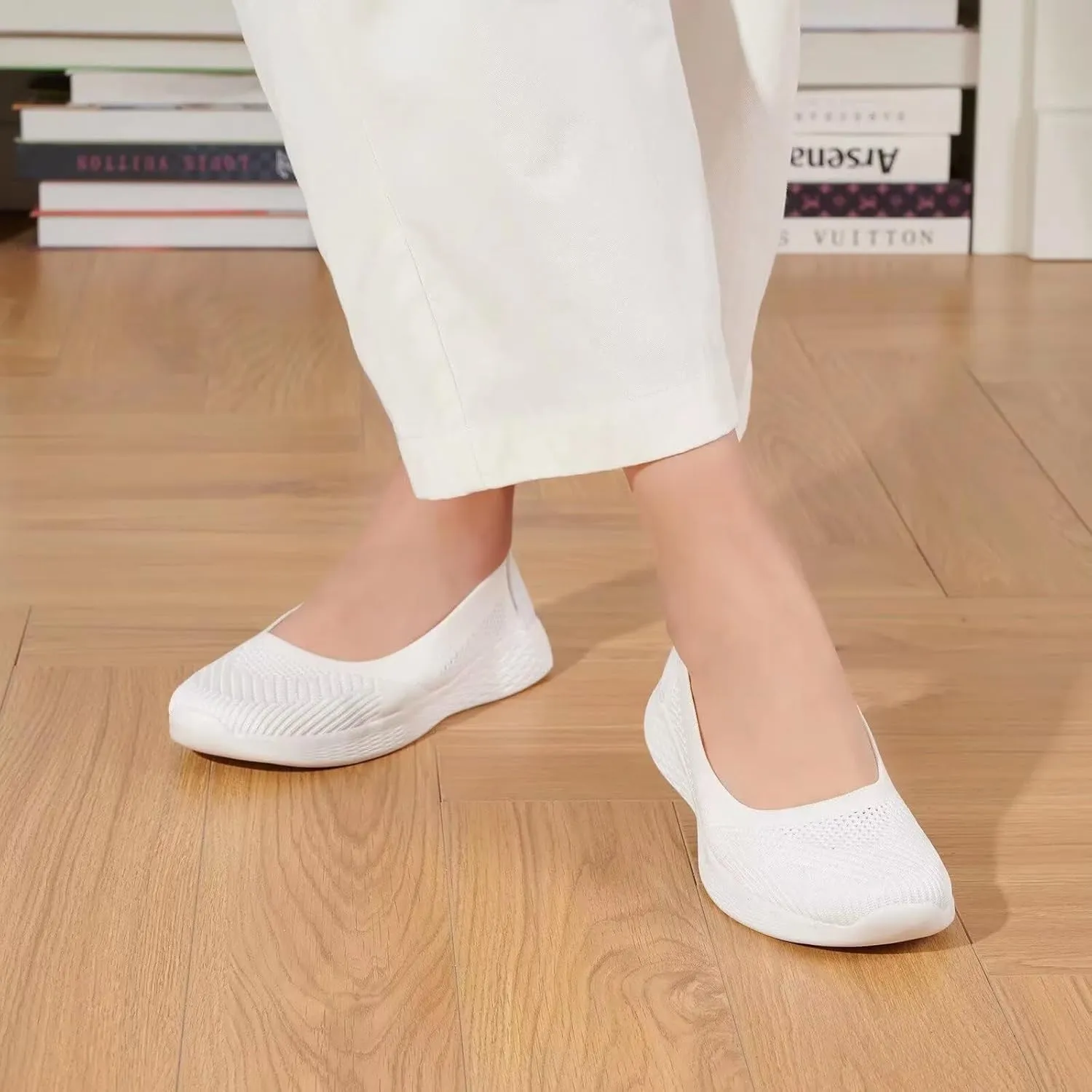 TIOSEBON Women's Comfortable Loafer Flat Foam Mesh Slip-On Walking Shoes