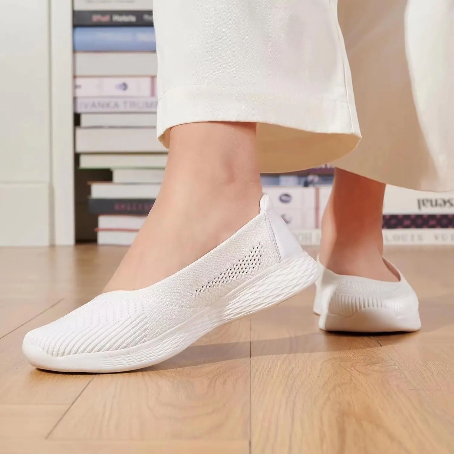 TIOSEBON Women's Comfortable Loafer Flat Foam Mesh Slip-On Walking Shoes