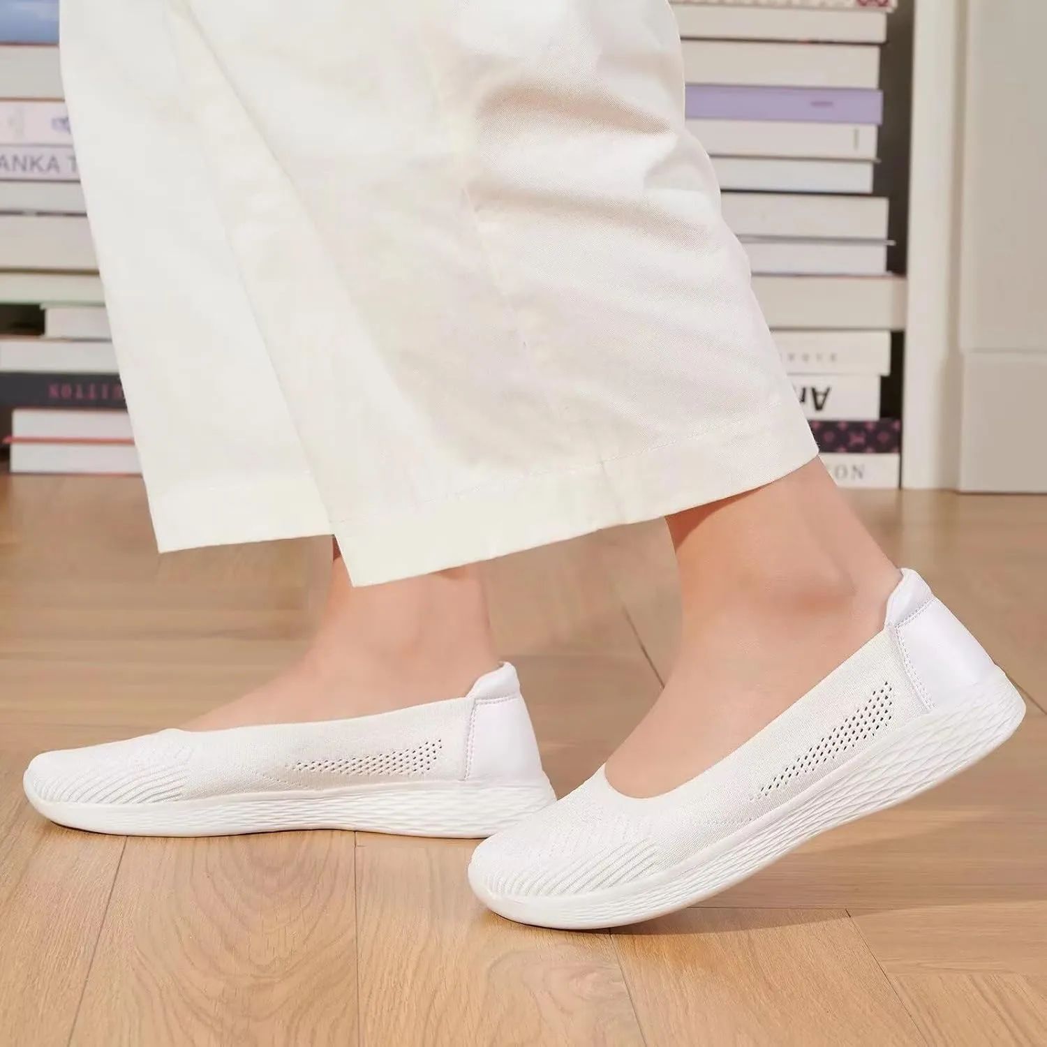 TIOSEBON Women's Comfortable Loafer Flat Foam Mesh Slip-On Walking Shoes