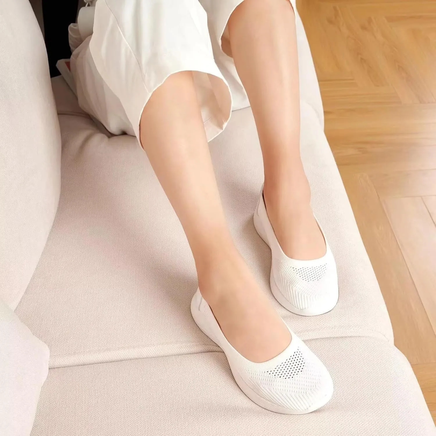 TIOSEBON Women's Comfortable Loafer Flat Foam Mesh Slip-On Walking Shoes