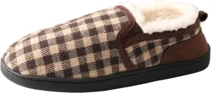 TMA EYES Men's Winter Cotton Flat Comfortable Non-slip Warm Slippers With Check Pattern