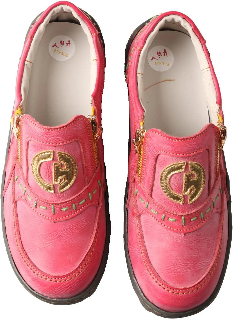 TMA EYES Women's Non-Slip Leather Casual Slip On Comfort Walking Flat Shoes