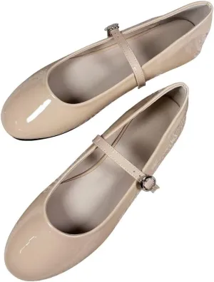 TN TANGNEST Women's Mary Jane Flats Fashion Square Toe Slip On Buckle Flats Soft Comfortable Casual Flat Shoes