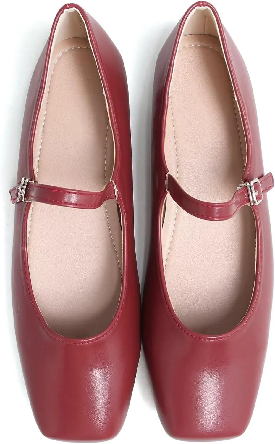 TN TANGNEST Women's Mary Jane Flats Fashion Square Toe Slip On Buckle Flats Soft Comfortable Casual Flat Shoes