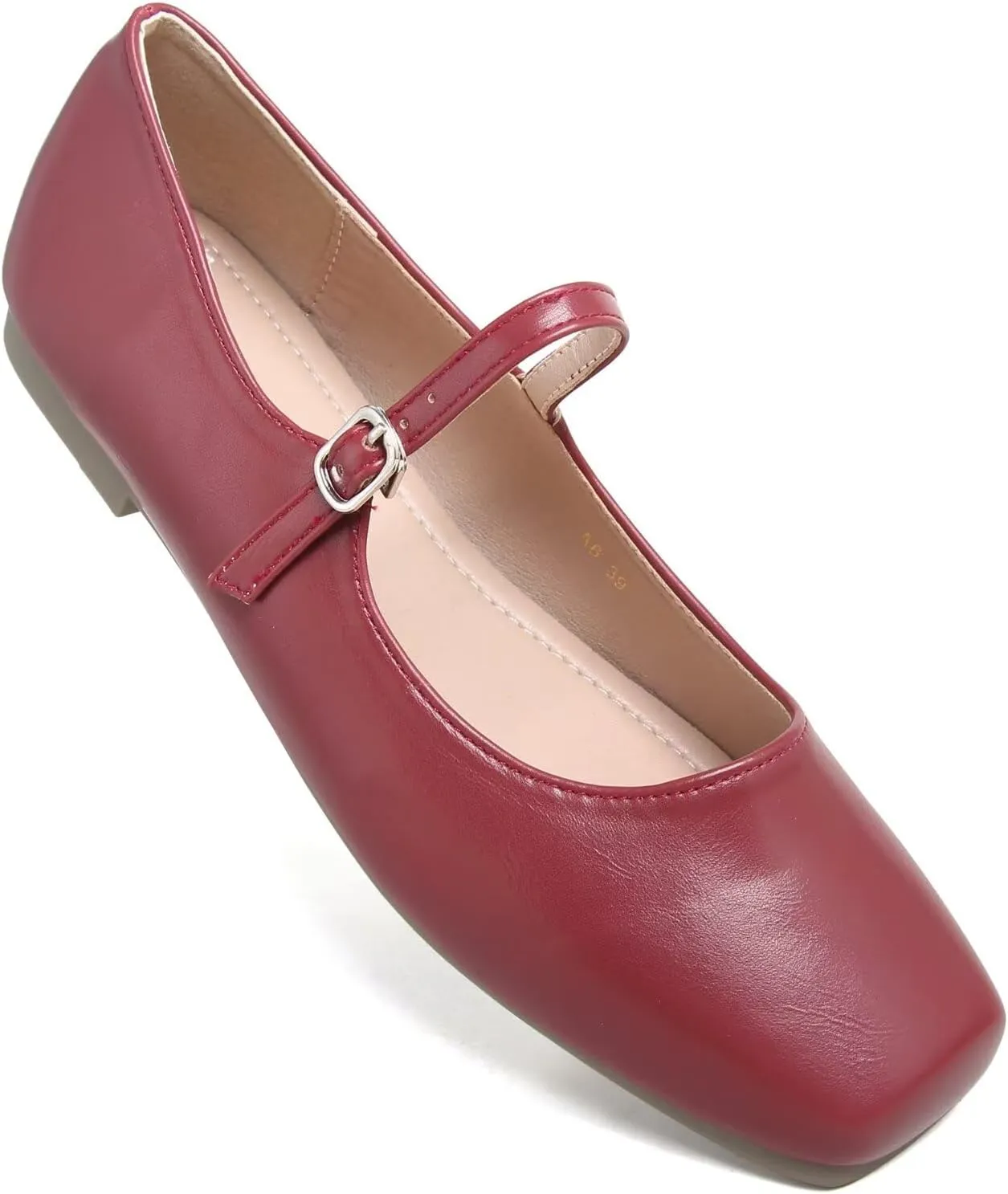 TN TANGNEST Women's Mary Jane Flats Fashion Square Toe Slip On Buckle Flats Soft Comfortable Casual Flat Shoes