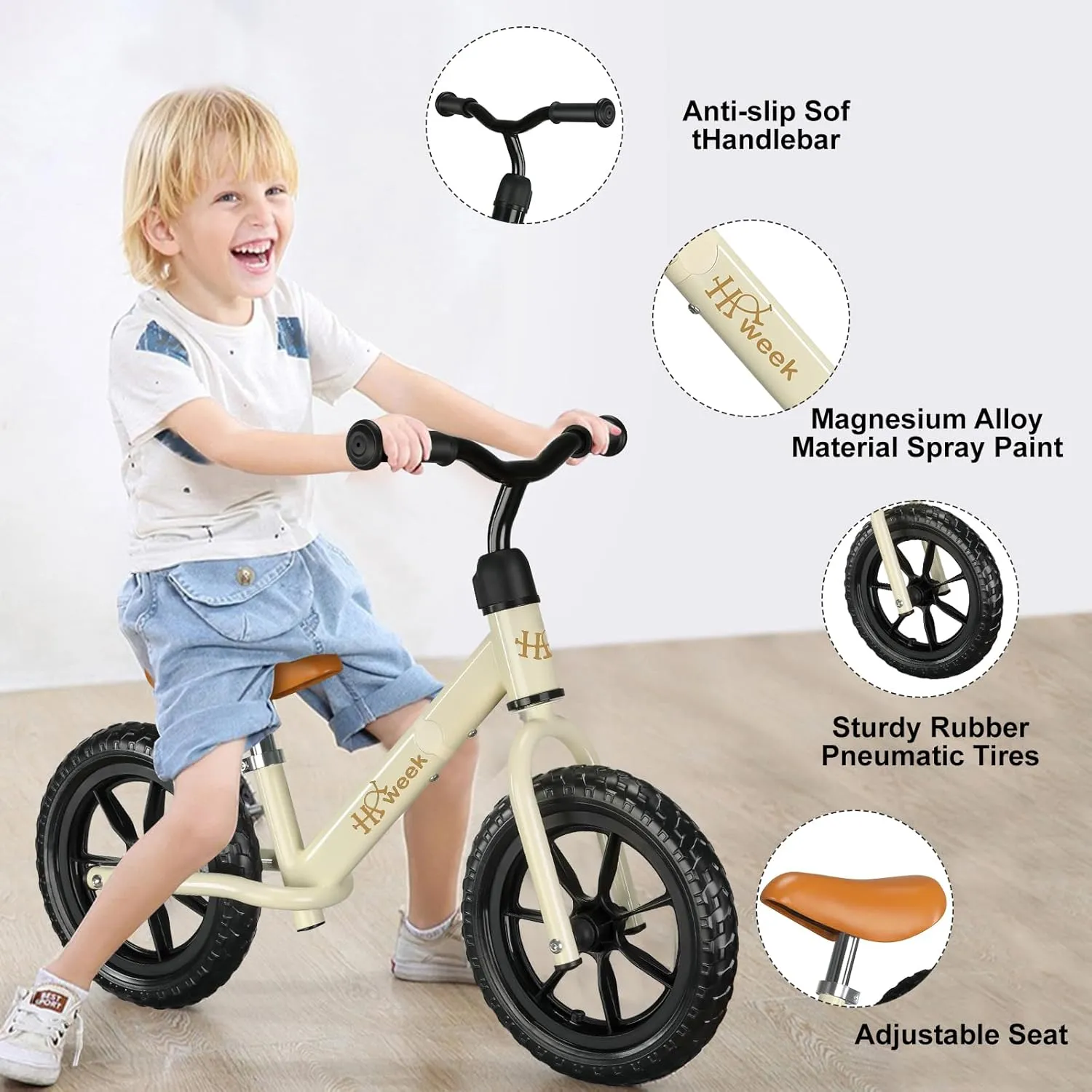 Toddler Balance Bike 12” No Pedal Training Bicycle for Kids 24 Months to 5 Years Tool-Free Adjustments Seat and Handlebar Best Gift for 2-5 Boys Girls