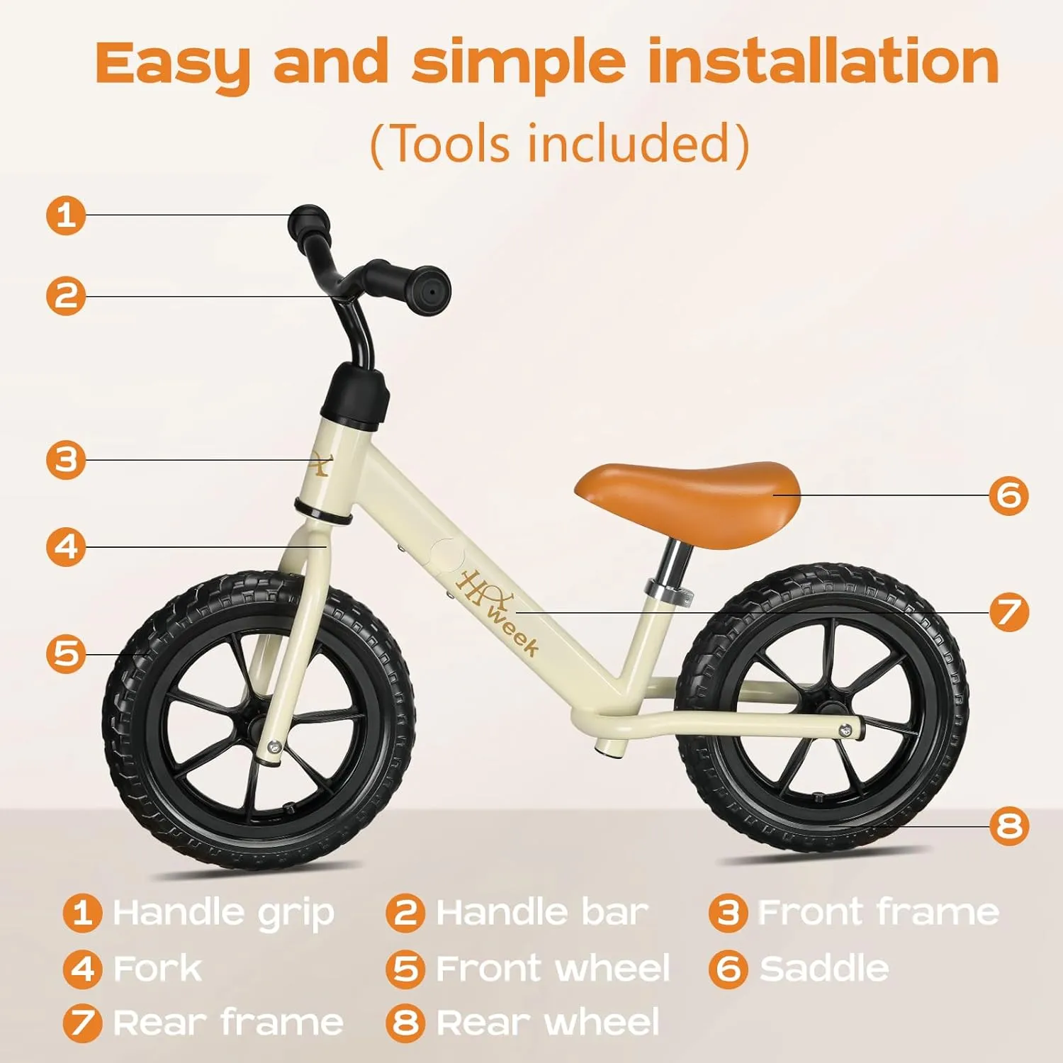 Toddler Balance Bike 12” No Pedal Training Bicycle for Kids 24 Months to 5 Years Tool-Free Adjustments Seat and Handlebar Best Gift for 2-5 Boys Girls