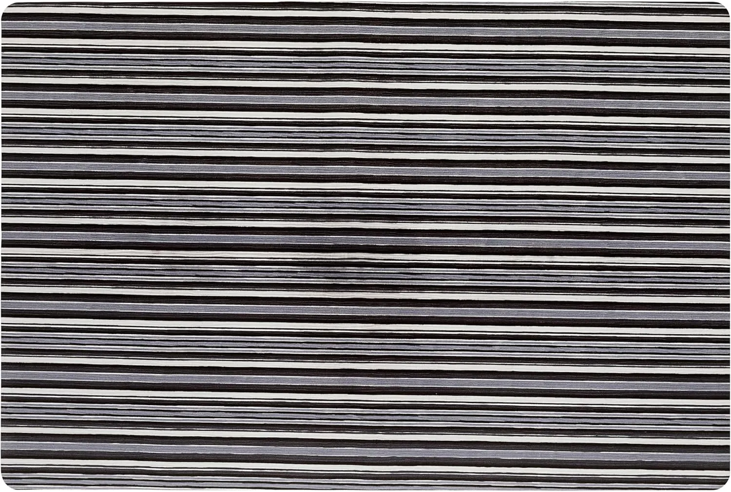 TOWN & COUNTRY BASICS Smooth Step Striped Low Profile Utility Kitchen Mat, Machine Washable, with Non-Slip Backing, Grey/Black, 24"x35"