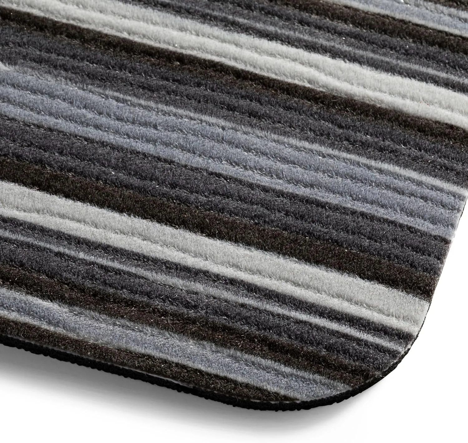 TOWN & COUNTRY BASICS Smooth Step Striped Low Profile Utility Kitchen Mat, Machine Washable, with Non-Slip Backing, Grey/Black, 24"x35"