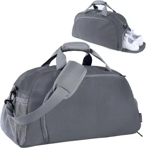 Travel Duffel Bag for Men Women Sports Tote Gym Shoulder Weekender Overnight Bags with Wet Pocket & Shoe Compartment Dark Grey