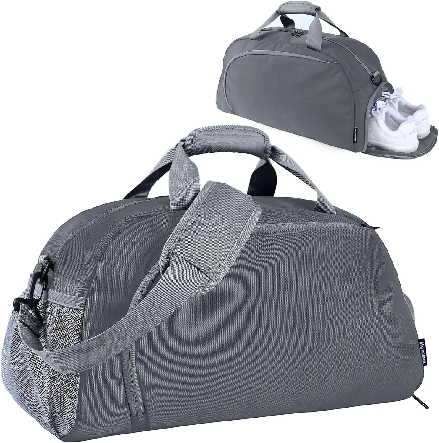 Travel Duffel Bag for Men Women Sports Tote Gym Shoulder Weekender Overnight Bags with Wet Pocket & Shoe Compartment Dark Grey
