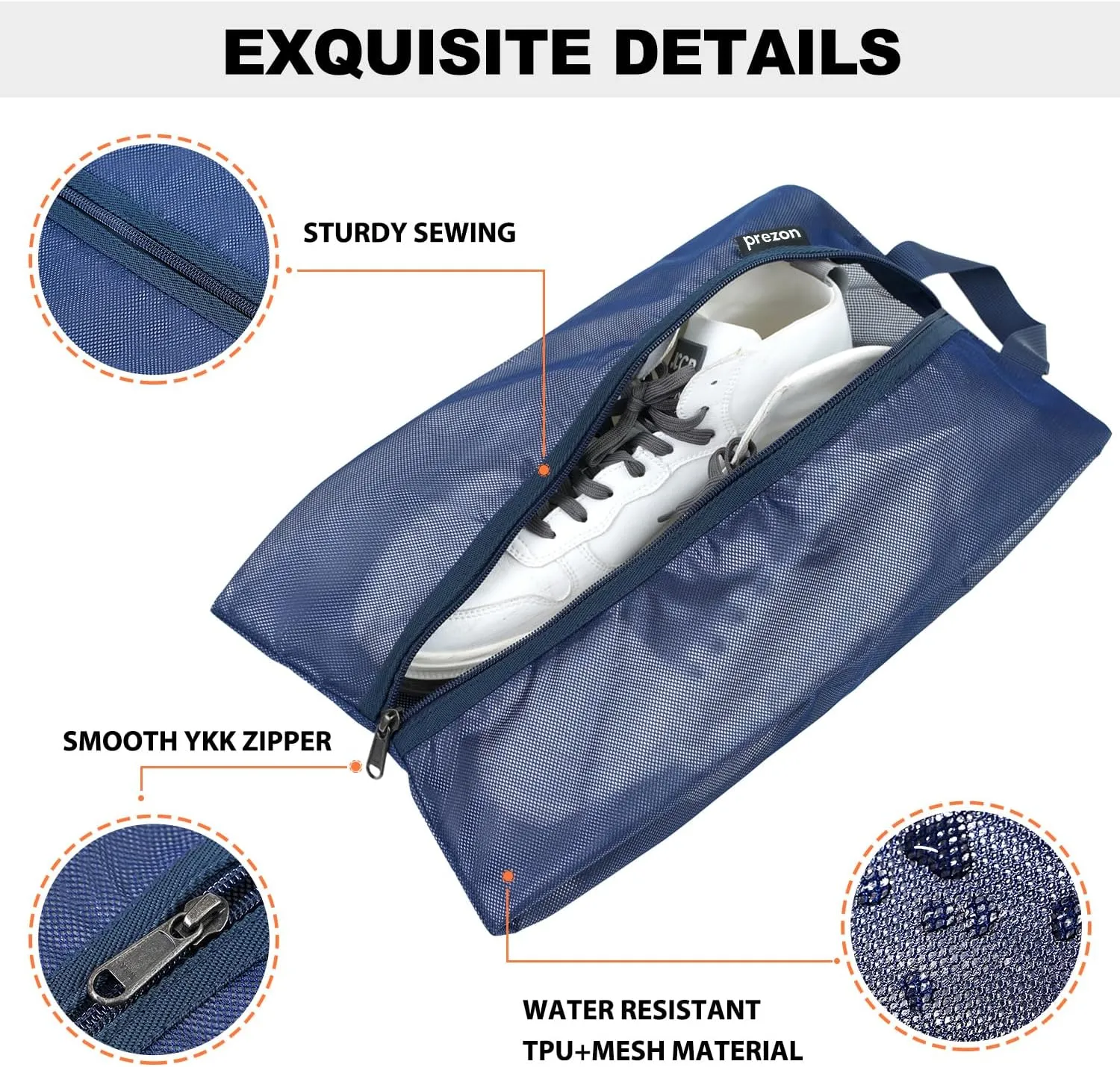 Travel Shoe Bags, Water Resistant TPU Mesh, Sturdy YKK Zipper, Shoes Storage Bag, Shoes Packing Organizer,17x10 In, Unisex Shoe Pouch for Travel or Home Storage