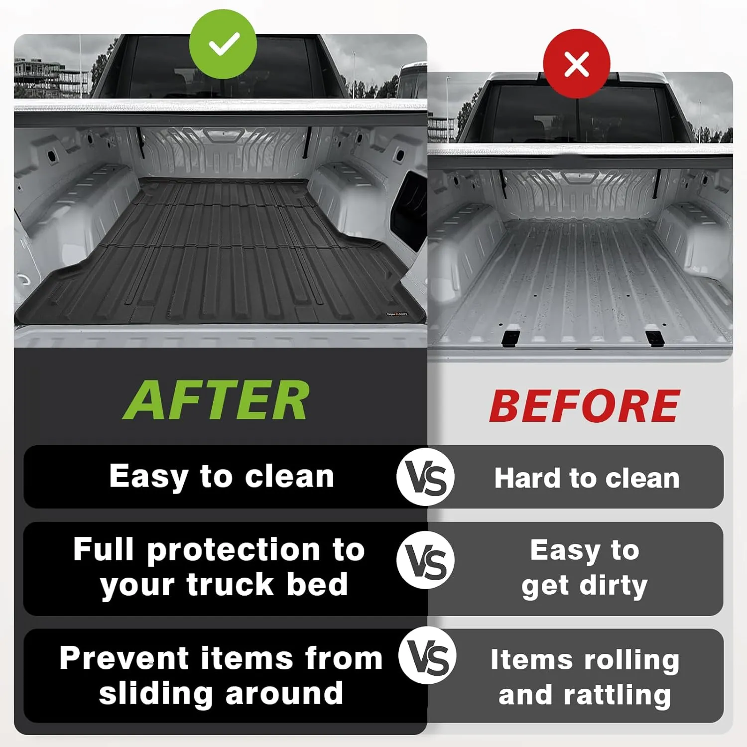 TripleAliners Truck Bed Mat Compatible with 2024 2025 Chevrolet Silverado EV WT LT Version Accessories 5.9FT Vehicle Bed Perfectly Flush All Weather Protection TPE Heavy Duty Pickup Car Cargo Mat