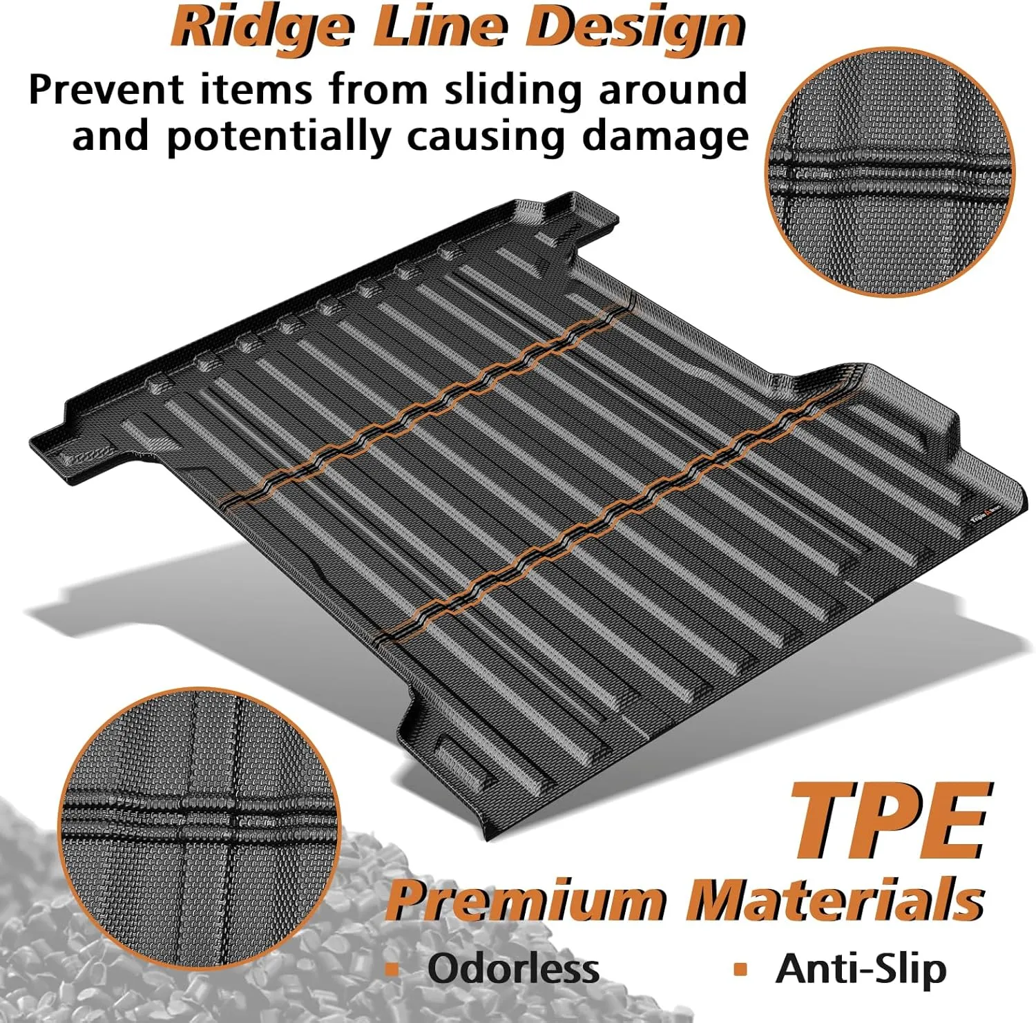 TripleAliners Truck Bed Mat Compatible with 2024 2025 Chevrolet Silverado EV WT LT Version Accessories 5.9FT Vehicle Bed Perfectly Flush All Weather Protection TPE Heavy Duty Pickup Car Cargo Mat