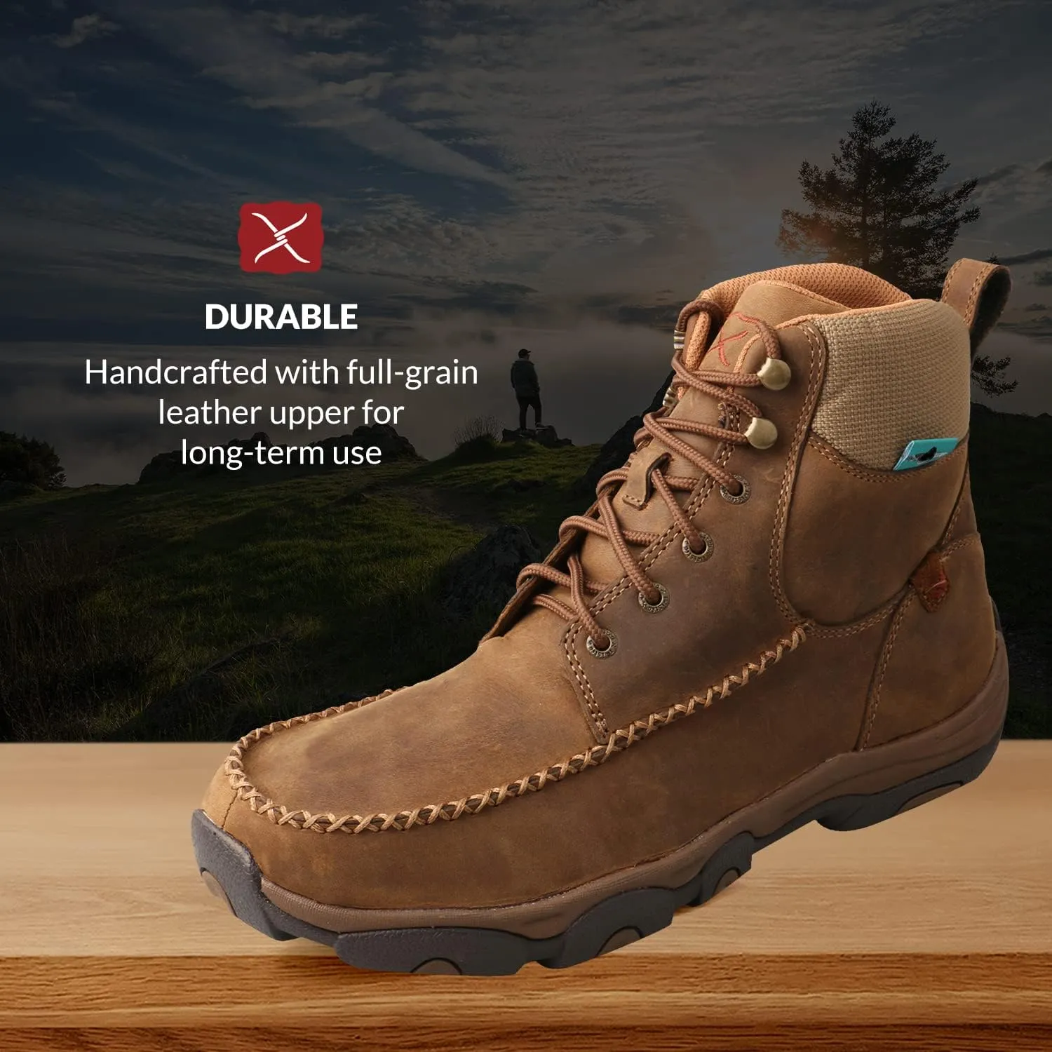 Twisted X Men Hiking Boot - Work Hiker Boots Crafted with Full-Grain Leather Upper, Three-Quarter Length Composite Insole, Compression EVA Midsole, and Rubber Outsole