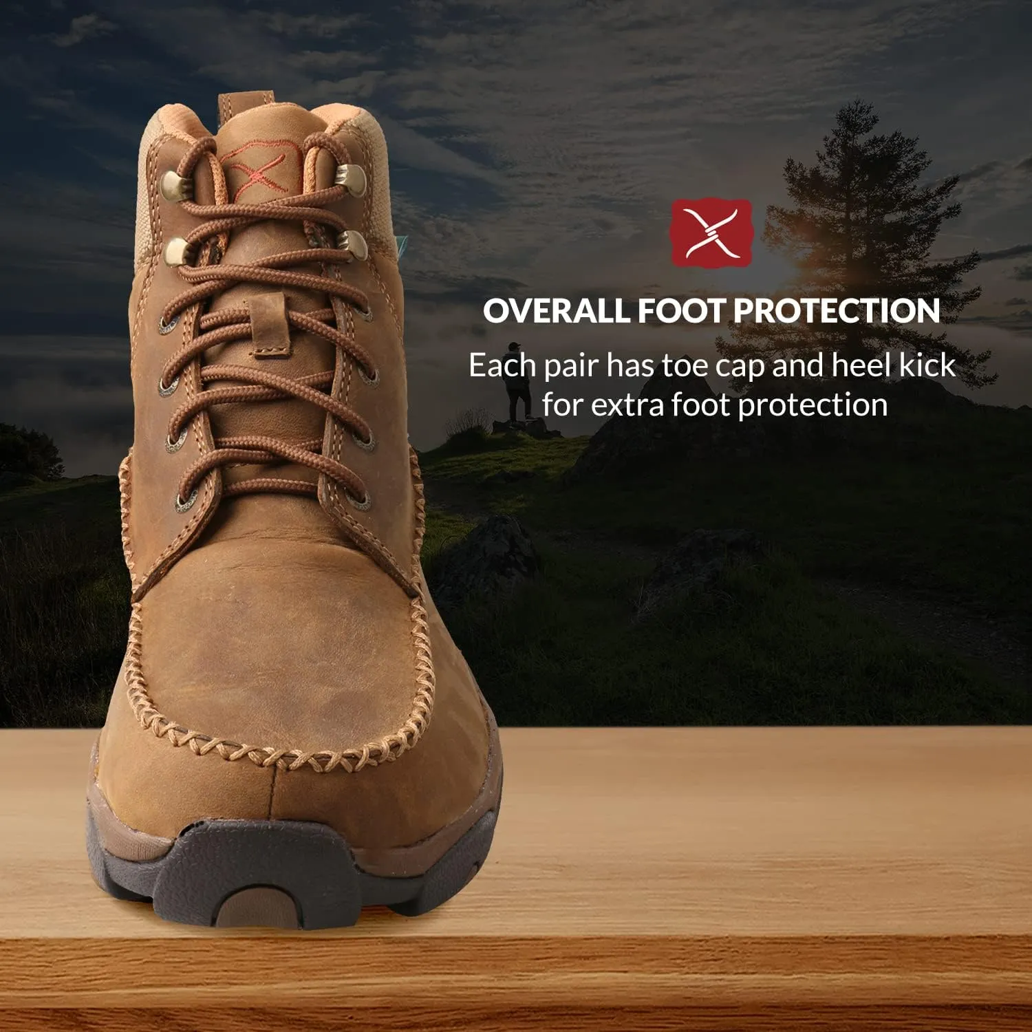 Twisted X Men Hiking Boot - Work Hiker Boots Crafted with Full-Grain Leather Upper, Three-Quarter Length Composite Insole, Compression EVA Midsole, and Rubber Outsole