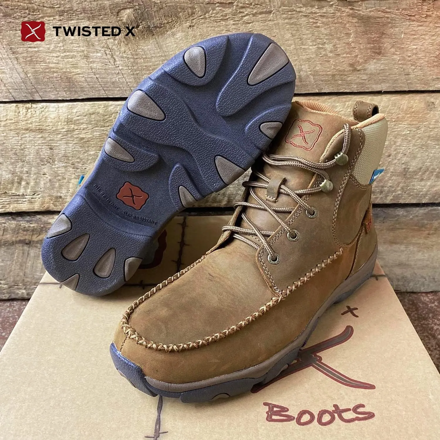 Twisted X Men Hiking Boot - Work Hiker Boots Crafted with Full-Grain Leather Upper, Three-Quarter Length Composite Insole, Compression EVA Midsole, and Rubber Outsole