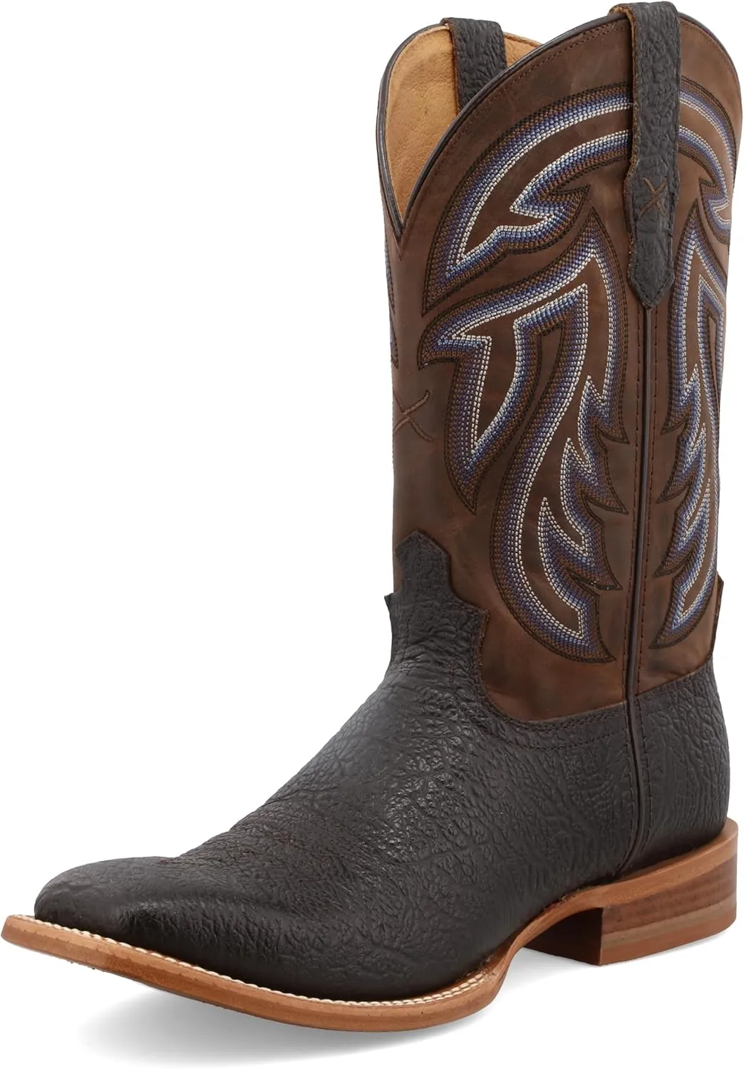 Twisted X Men's 12" Rancher, Wide Square Toe with CellSole, Black & Coffee, 13 D