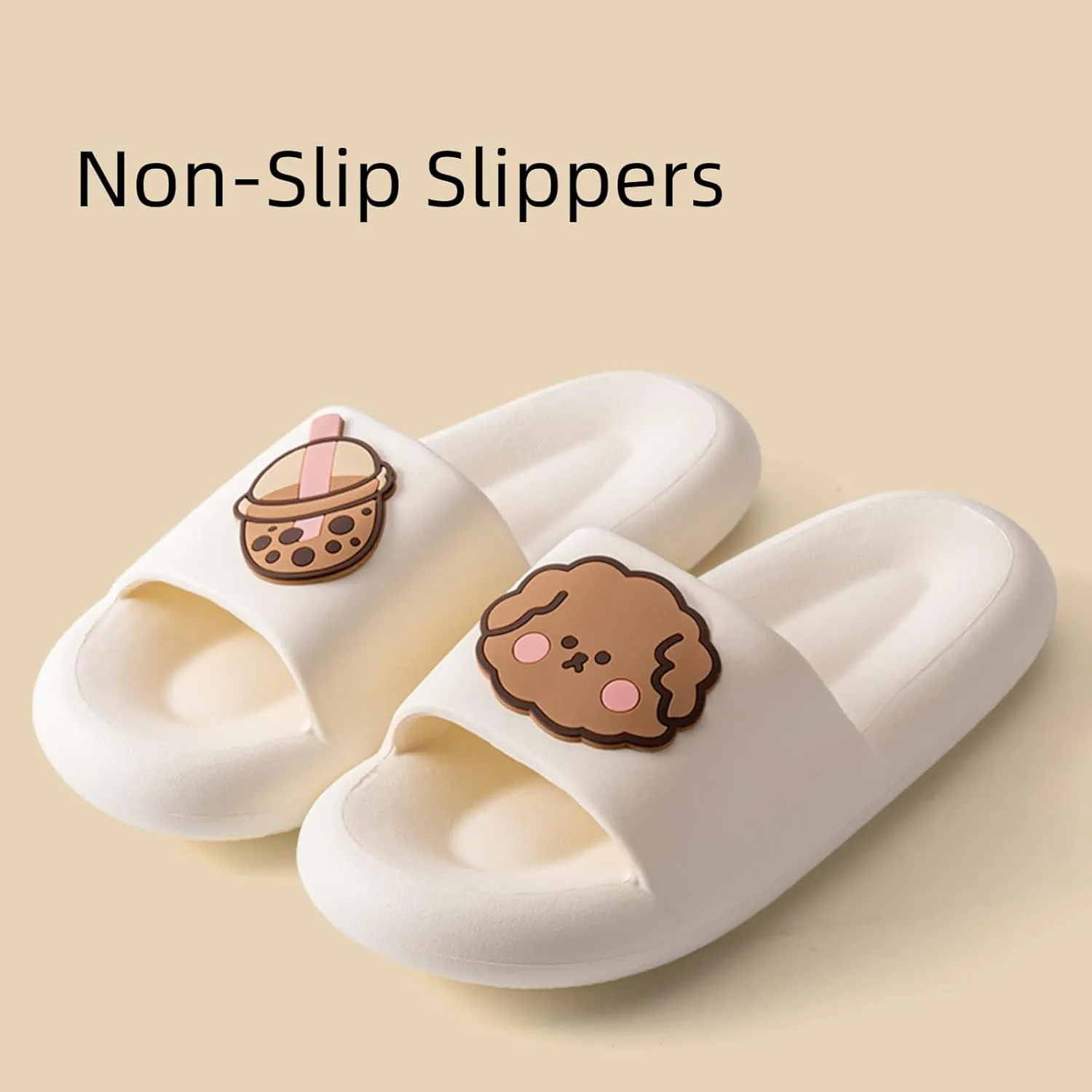 Ultra-soft cute boba dog slippers for men and women; Non Slip; Quick Drying; Thick Sole; Bathroom Swimming Beach Indoor and Outdoor