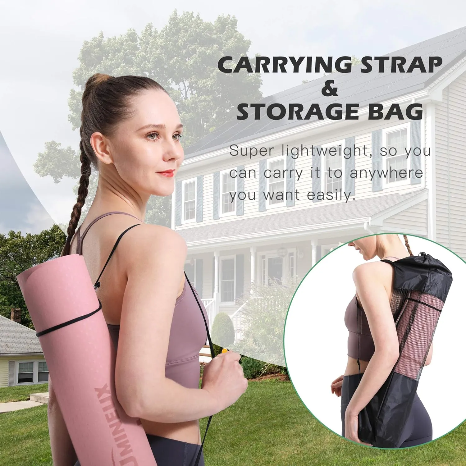 UMINEUX Yoga Mat Extra Thick 1/3'' Non Slip Yoga Mats for Women Eco Friendly TPE Fitness Exercise Mat with Carrying Sling & Storage Bag