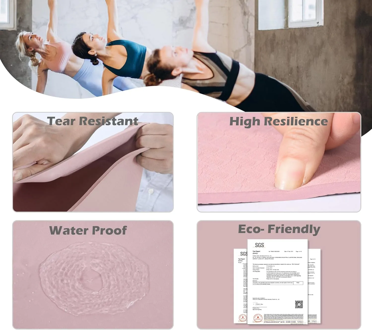 UMINEUX Yoga Mat Extra Thick 1/3'' Non Slip Yoga Mats for Women Eco Friendly TPE Fitness Exercise Mat with Carrying Sling & Storage Bag