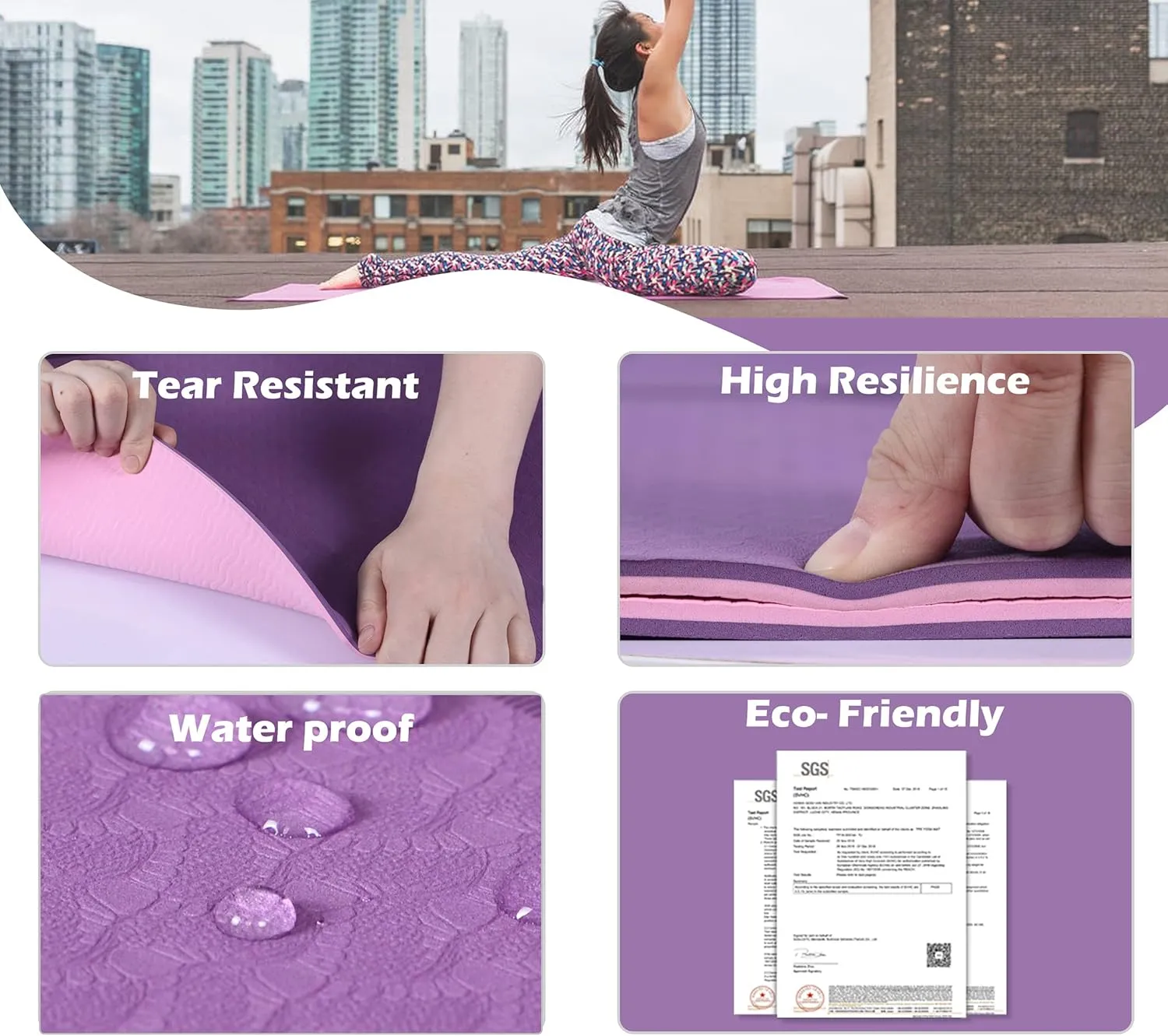 UMINEUX Yoga Mat Extra Thick 1/3'' Non Slip Yoga Mats for Women Eco Friendly TPE Fitness Exercise Mat with Carrying Sling & Storage Bag