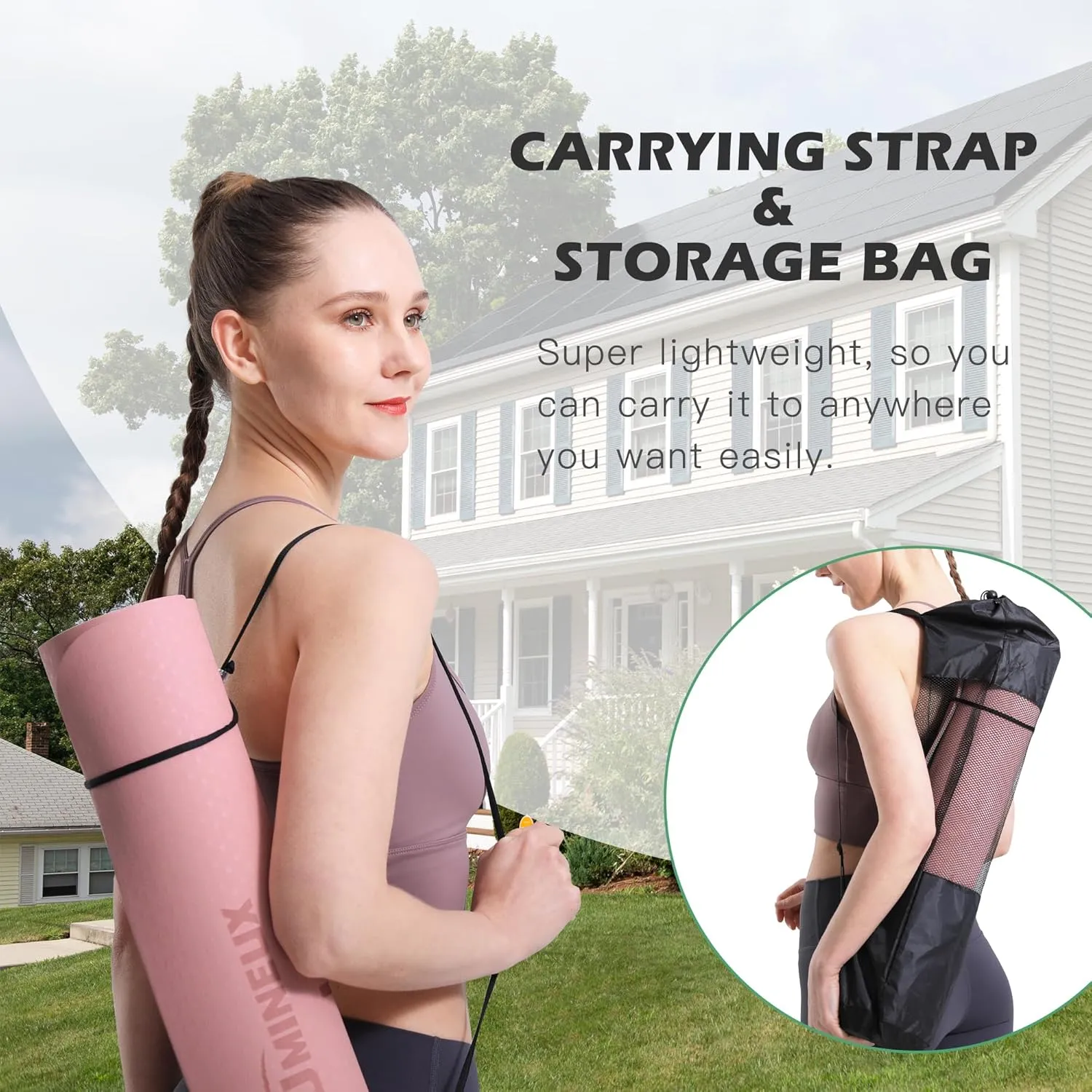 UMINEUX Yoga Mat Extra Thick 1/3'' Non Slip Yoga Mats for Women Eco Friendly TPE Fitness Exercise Mat with Carrying Sling & Storage Bag