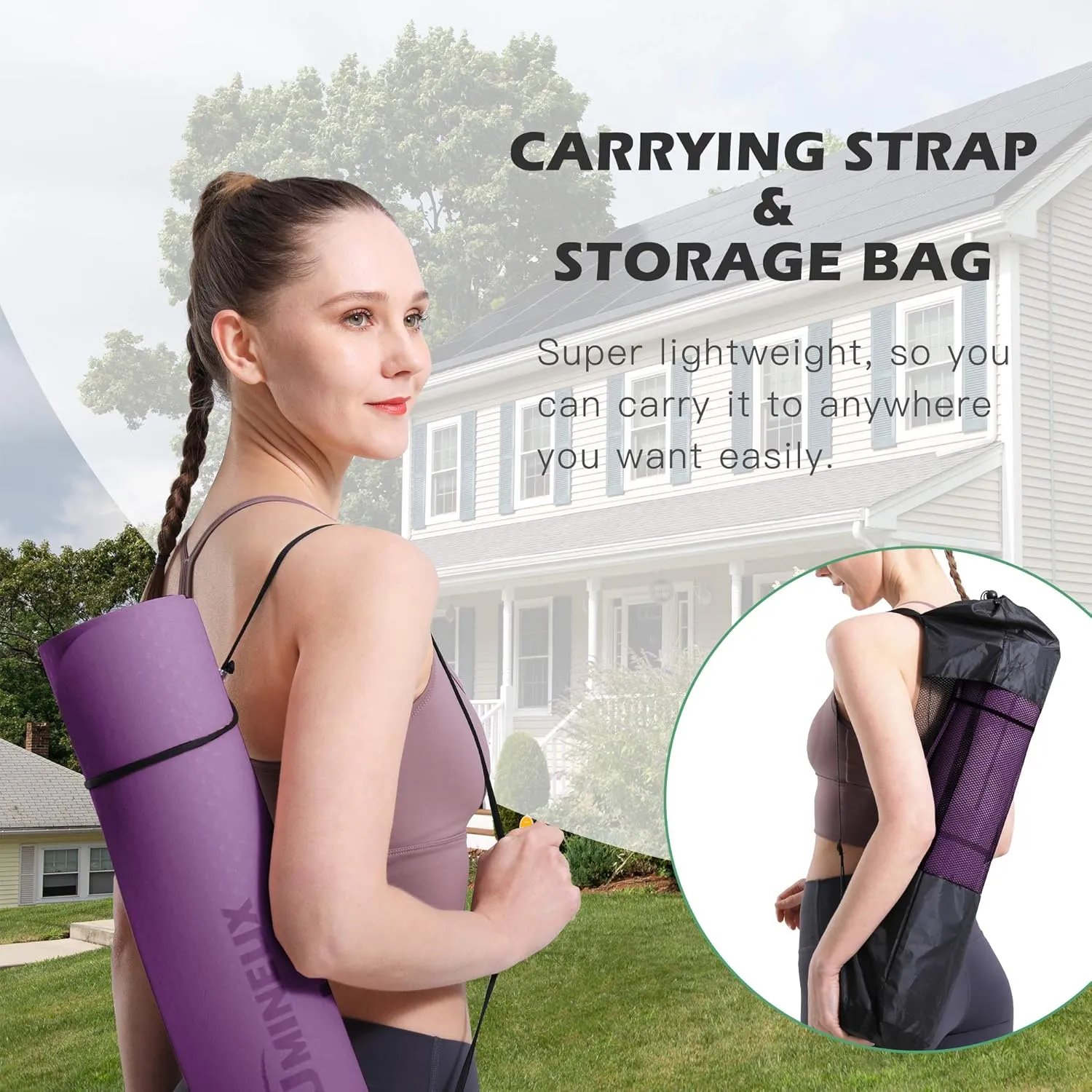 UMINEUX Yoga Mat Extra Thick 1/3'' Non Slip Yoga Mats for Women Eco Friendly TPE Fitness Exercise Mat with Carrying Sling & Storage Bag