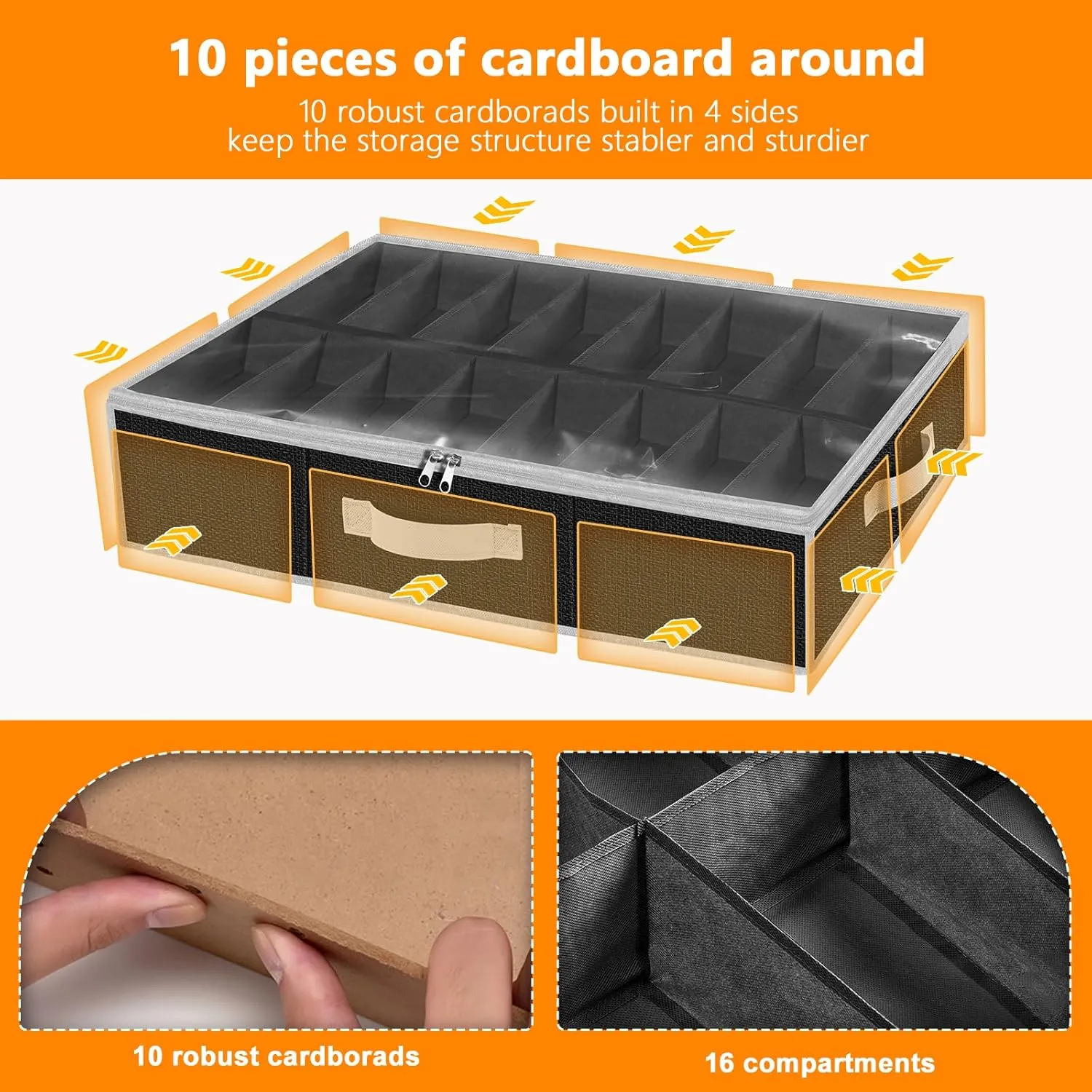 Under the Bed Shoe Storage Organizer for Closet, Extra Large Underbed Shoe Container, 2 Pack Fits 32 Pairs, Black
