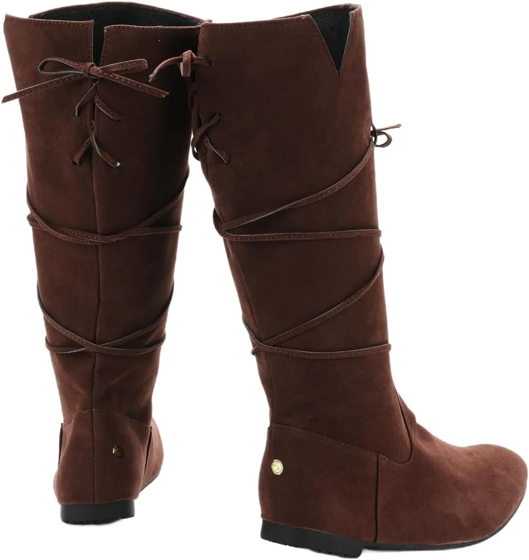 Unisex Medieval Renaissance Pirate Boots Halloween Gothic Viking PU Leather Lace Up Boots