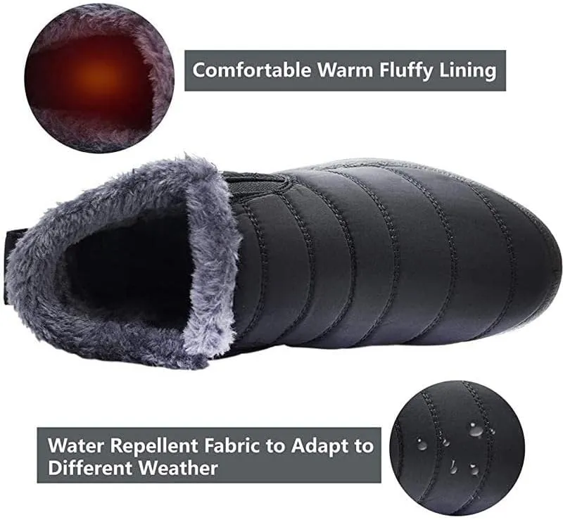 Unisex Snow Boots Men and Women's Winter Ankle Boots Ladies Waterproof Slip On Warm Fur Lined Booties Thickening Shoes Outdoor Bootie