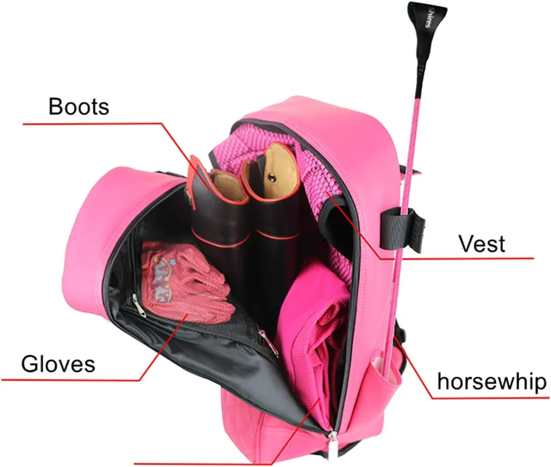 UNISTRENGH Professional Equestrian Bag Durable PU Leather Waterproof Horse Riding Boot Carry Bag with Helmet Hat Compartment