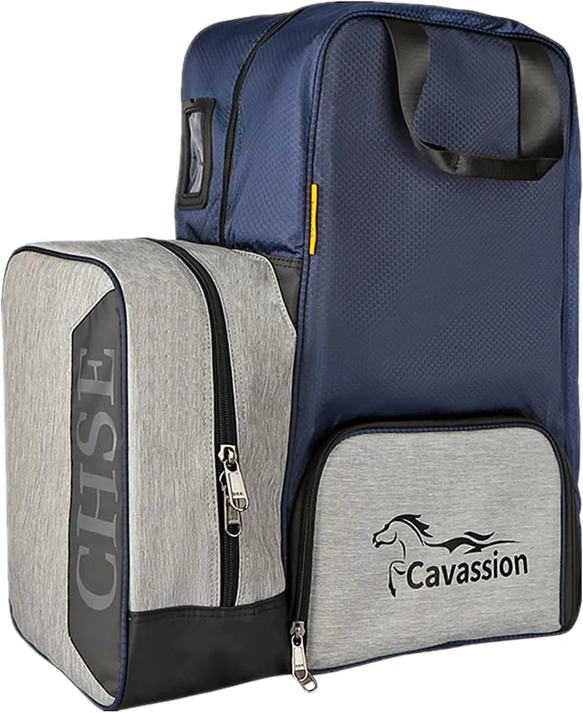 UNISTRENGH Professional Equestrian Bag Oxford Horse Riding Boots Carry Bag Waterproof Shoulder Pack Attached Helmet Compartment
