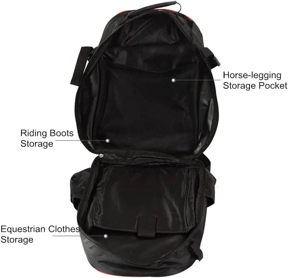 UNISTRENGH Professional Horse Riding Boot Bag Helmet Bag Unisex Equestrian Backpack English Boot Carry All Bag with Hat Compartment