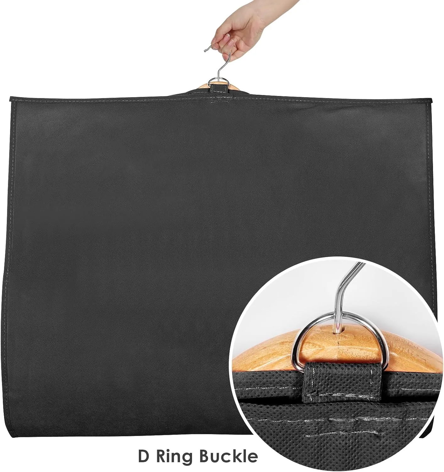 Univivi Dance Costume Bags Garment Bag 40 Inch Hanging Clothes for Dance Competitions, with 3 Medium Clear Zipper Pockets for Dance Costumes, Closet Storage (Black) - 4 Pack