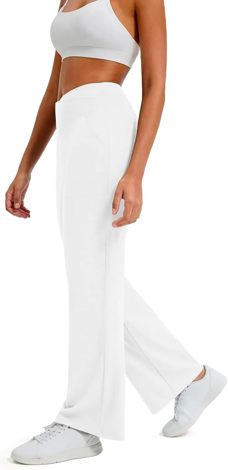 UQRZAU Wide Leg Pants for Women Yoga High Waist Sweatpants with Pockets Stretch Comfy Workout Sports