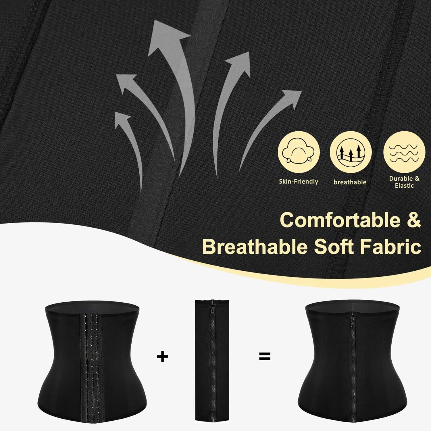 URSEXYLY Women Waist Trainer Corset Zipper Hook Shapewear Double Control Body Shaper Tummy Waist Cincher