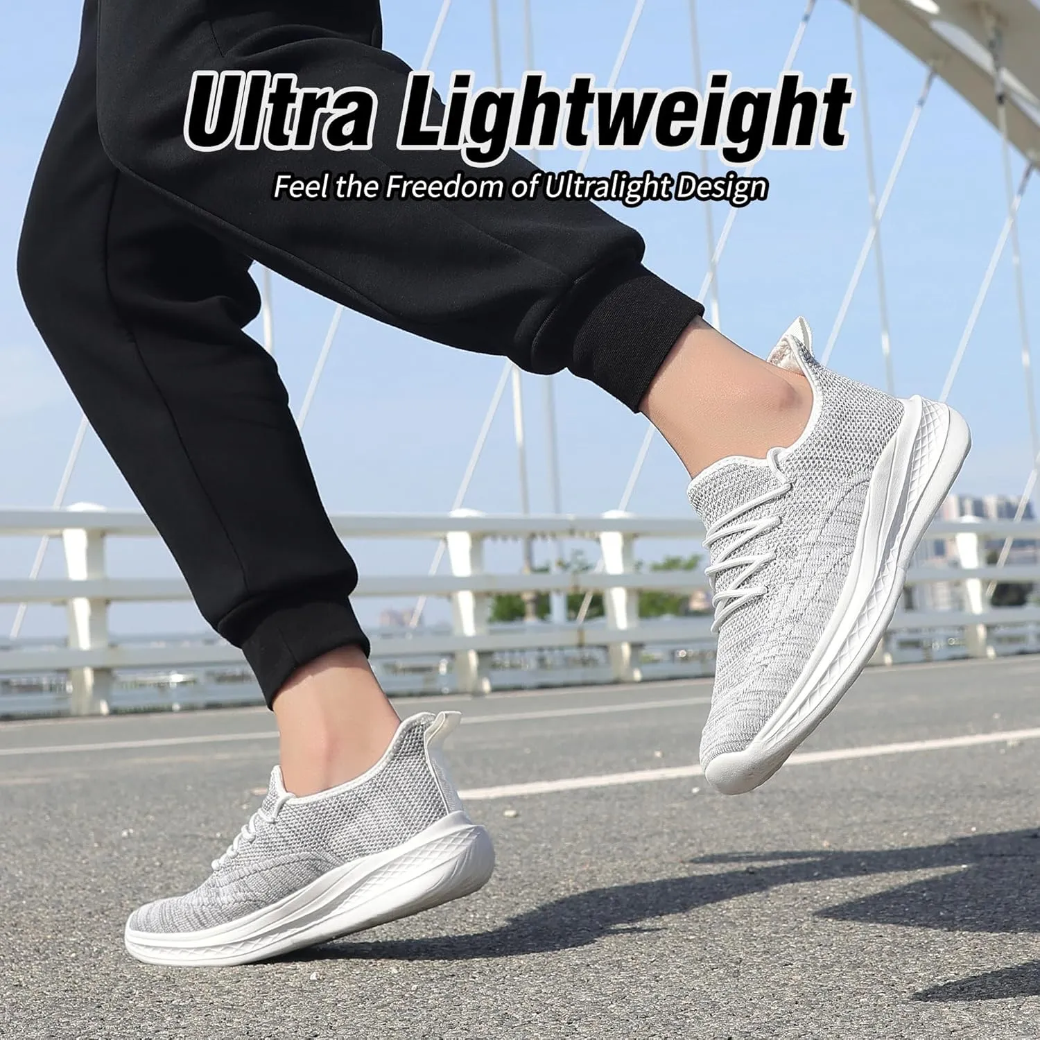 VAMJAM Men's Running Shoes Slip On Walking Shoes Non Slip Lightweight Workout Breathable Gym Sneakers Fashion Mesh Sneakers