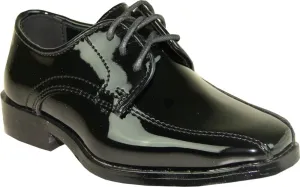 VANGELO Boy Tuxedo Shoe TUX-5K Square Toe for Wedding Formal Events with Wrinkle Free Material Black Patent 13K