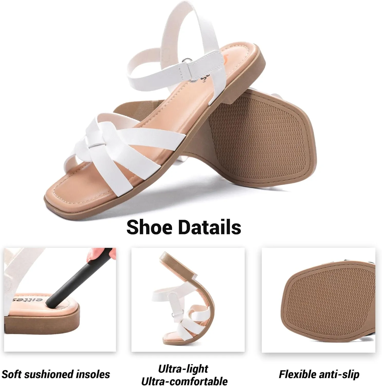 Veittes Women's Flat Slide Sandals - Casual Classic Simple Strappy Slip on Flat Summer Sandals.