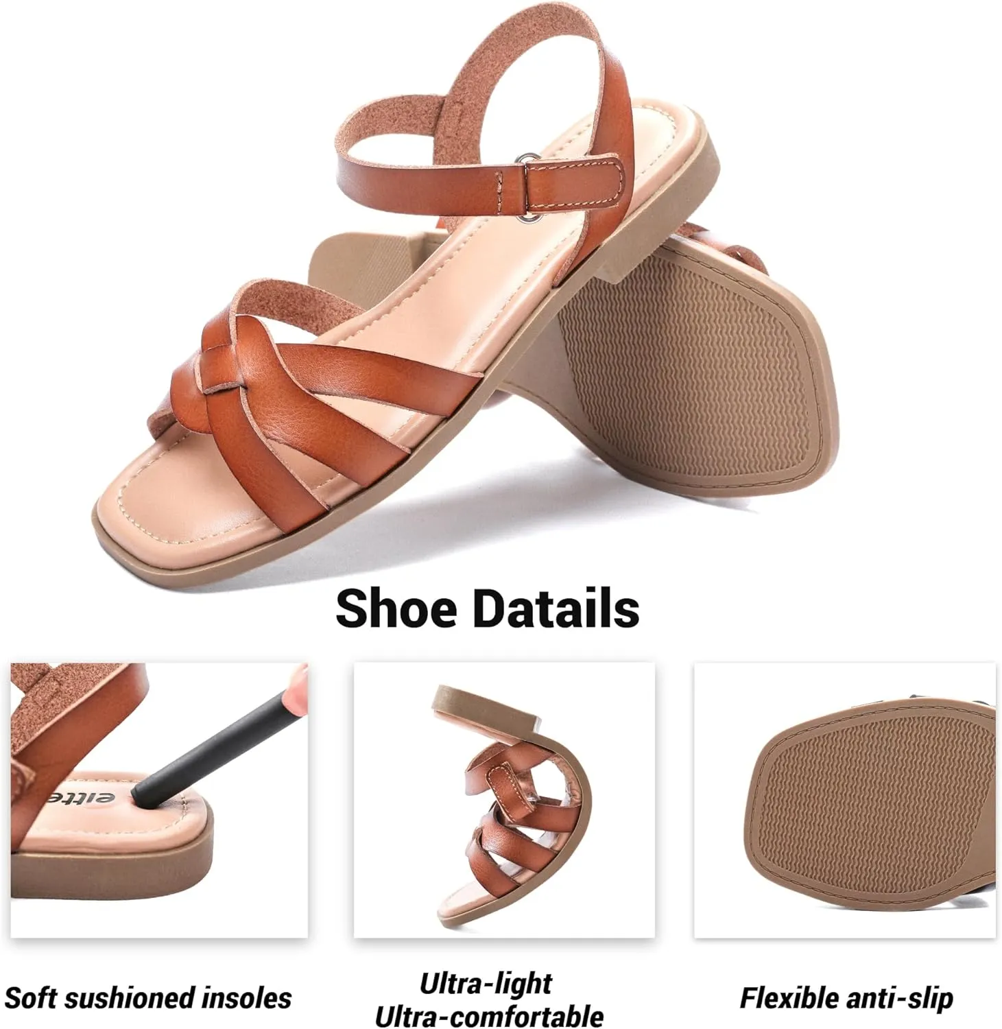 Veittes Women's Flat Slide Sandals - Casual Classic Simple Strappy Slip on Flat Summer Sandals.