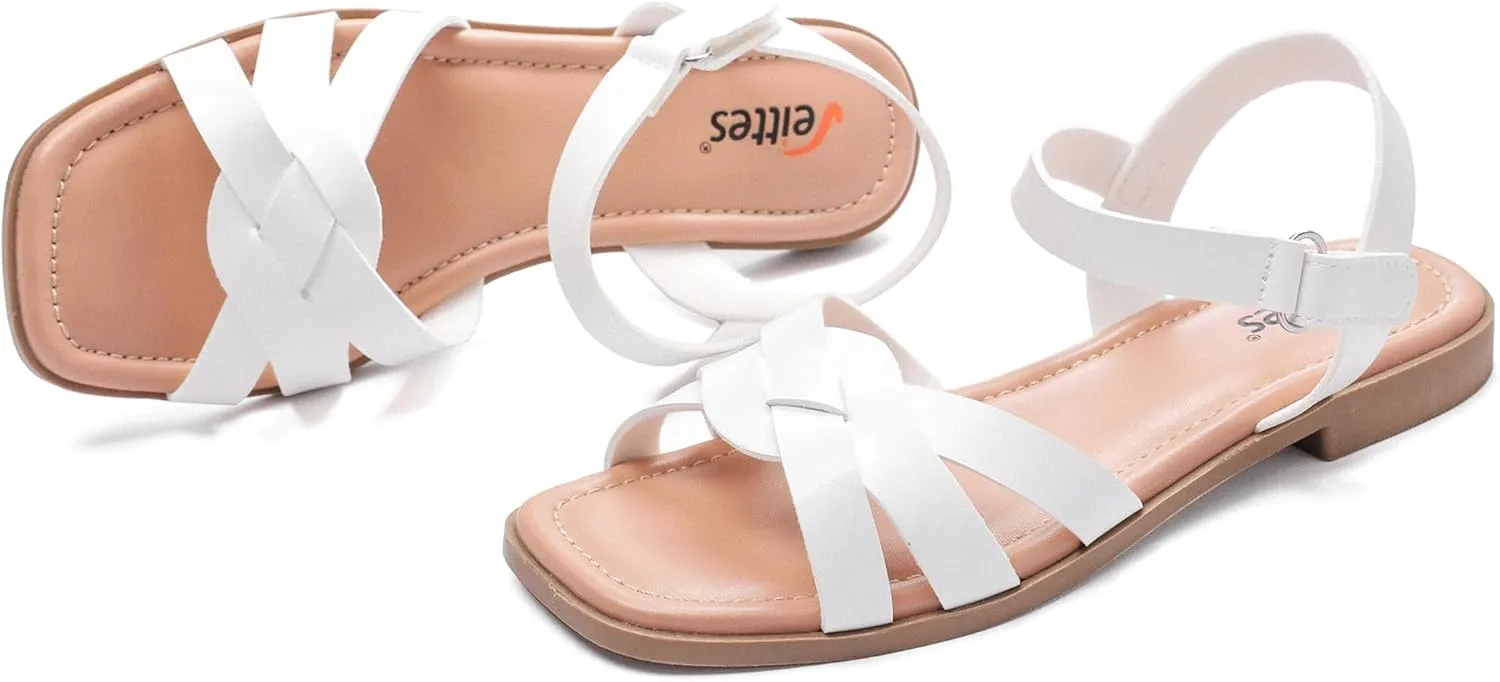 Veittes Women's Flat Slide Sandals - Casual Classic Simple Strappy Slip on Flat Summer Sandals.