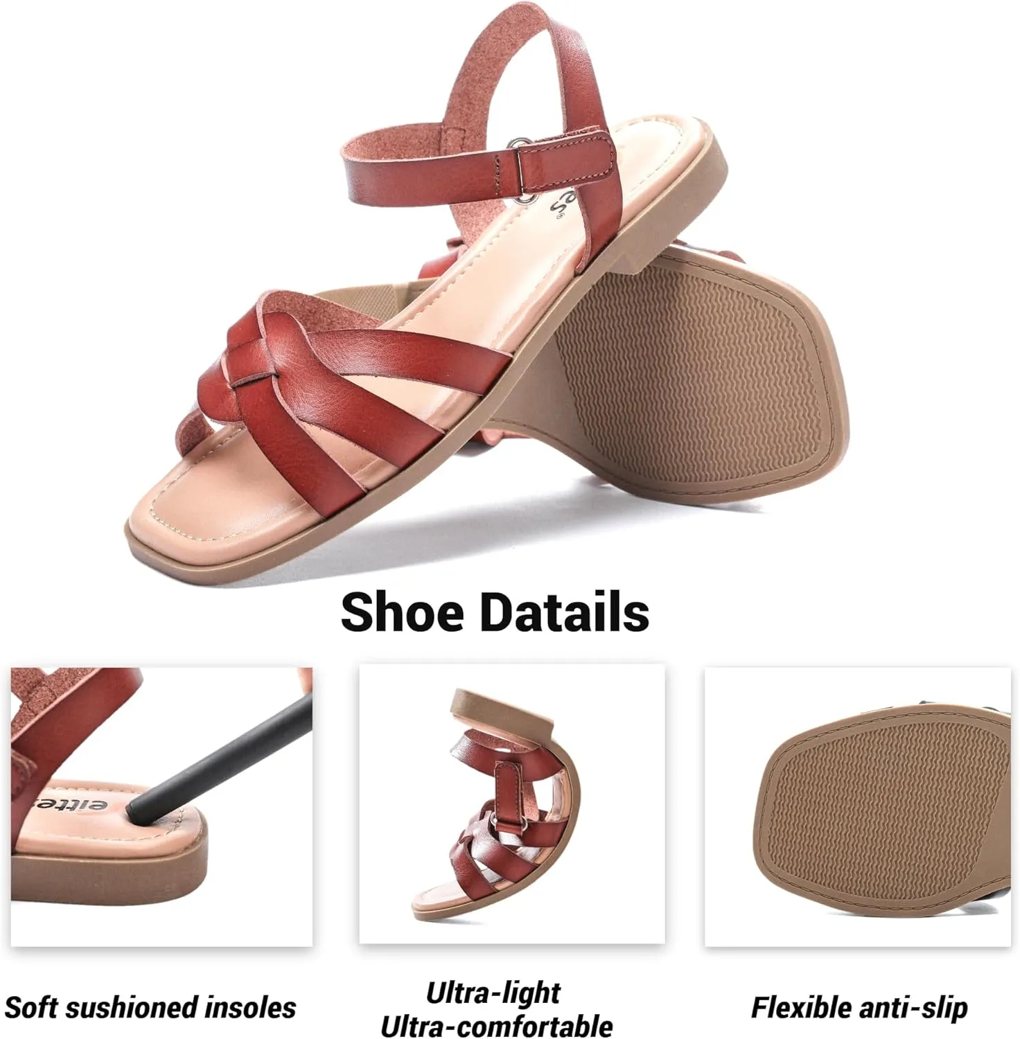 Veittes Women's Flat Slide Sandals - Casual Classic Simple Strappy Slip on Flat Summer Sandals.