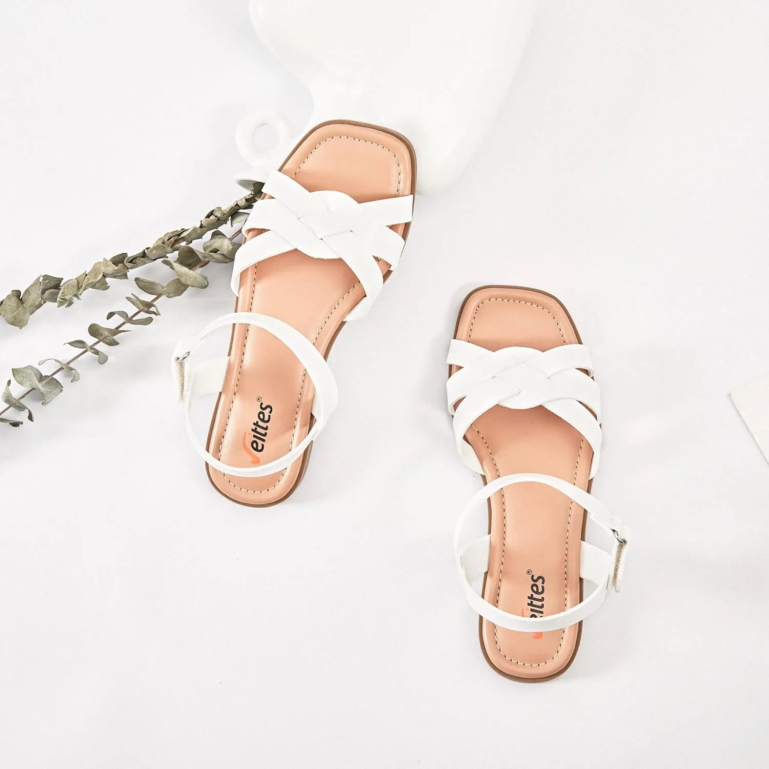 Veittes Women's Flat Slide Sandals - Casual Classic Simple Strappy Slip on Flat Summer Sandals.