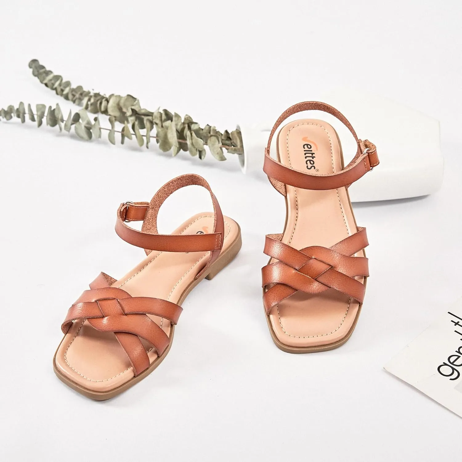 Veittes Women's Flat Slide Sandals - Casual Classic Simple Strappy Slip on Flat Summer Sandals.