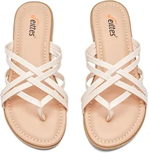 Veittes Women's Flat Slide Sandals - Comfort Casual Criss Cross Flat Summer Shoes.
